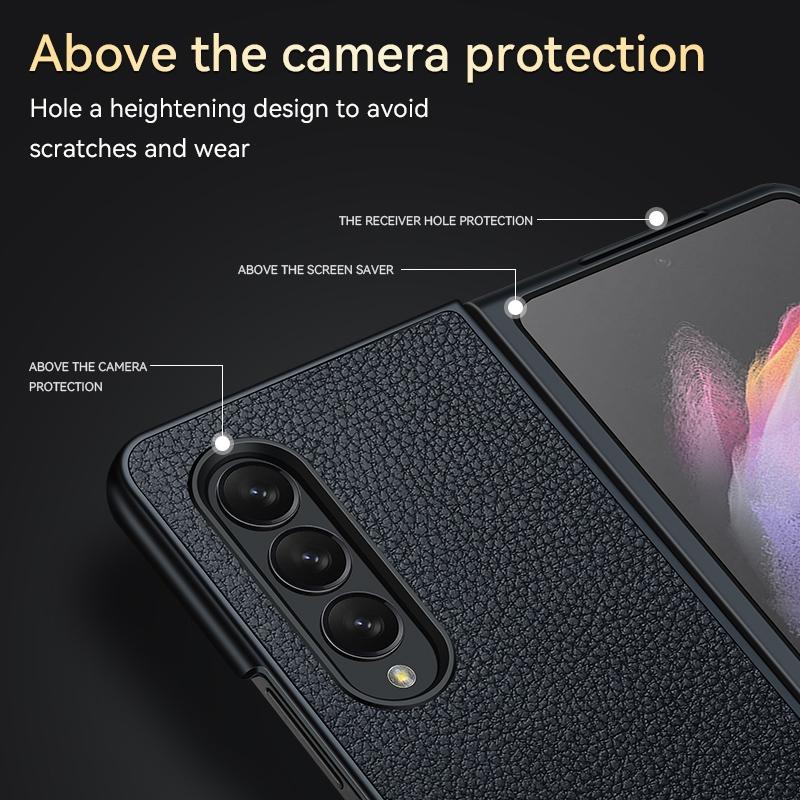 For Samsung Galaxy Z Fold4 5G Handmade Leather Shockproof Tpu Case - Brown