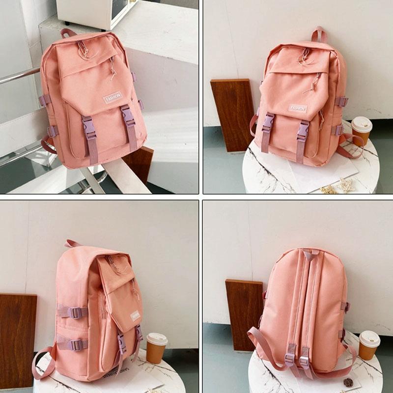 School Backpack with Harajuku Style - Pink