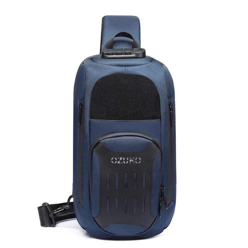 Waterproof Multifunctional Crossbody Chest Bag Men Motorcycle Gear Blue