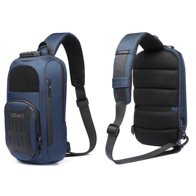 Waterproof Multifunctional Crossbody Chest Bag Men Motorcycle Gear Blue