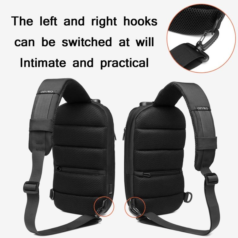 Waterproof Multifunctional Crossbody Chest Bag Men Motorcycle Gear Blue