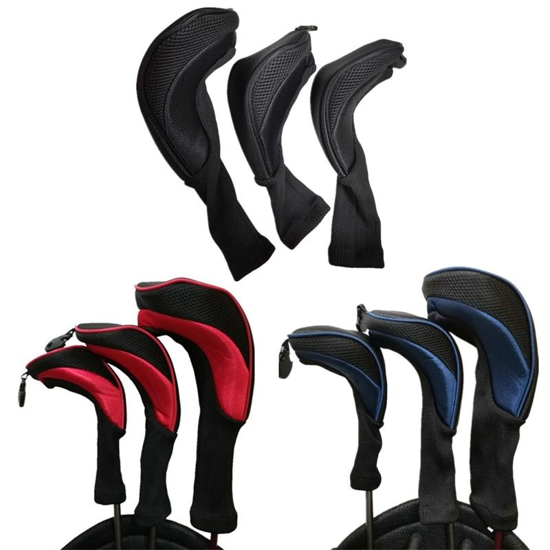 3-in-1 Golf Club Head Cover - No.1 No.3 No.5 - Protective - Red