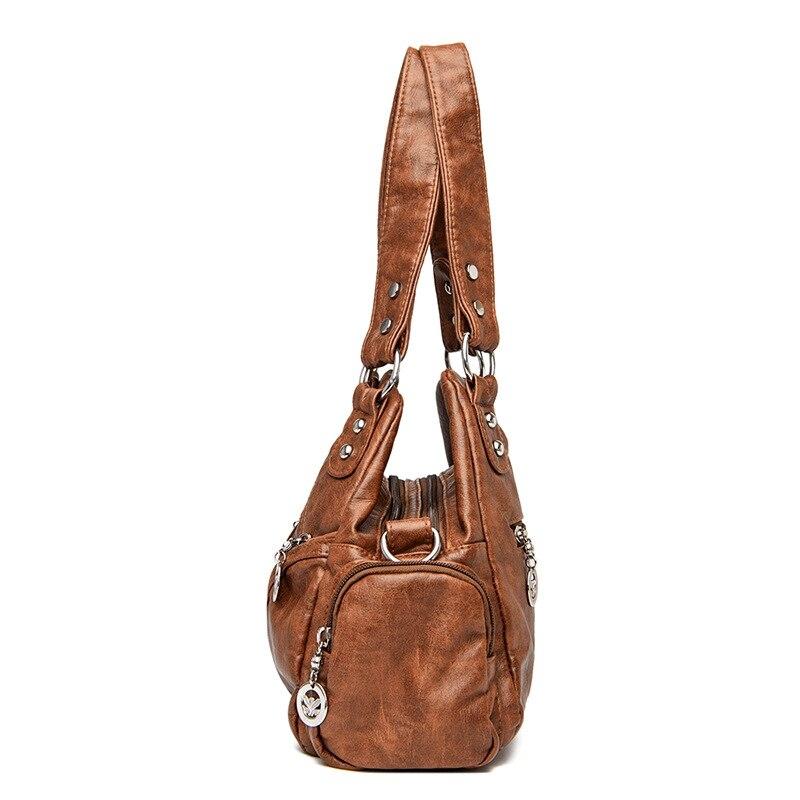 Grey Soft Leather Motorcycle Bag For Women