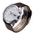 Men Leather Band Sports Watch with Large Dial - Silver Black + Black