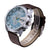 Men Leather Band Sports Watch with Large Dial - Silver Black + Black