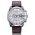 Men Leather Band Sports Watch with Large Dial - Silver Black + Black