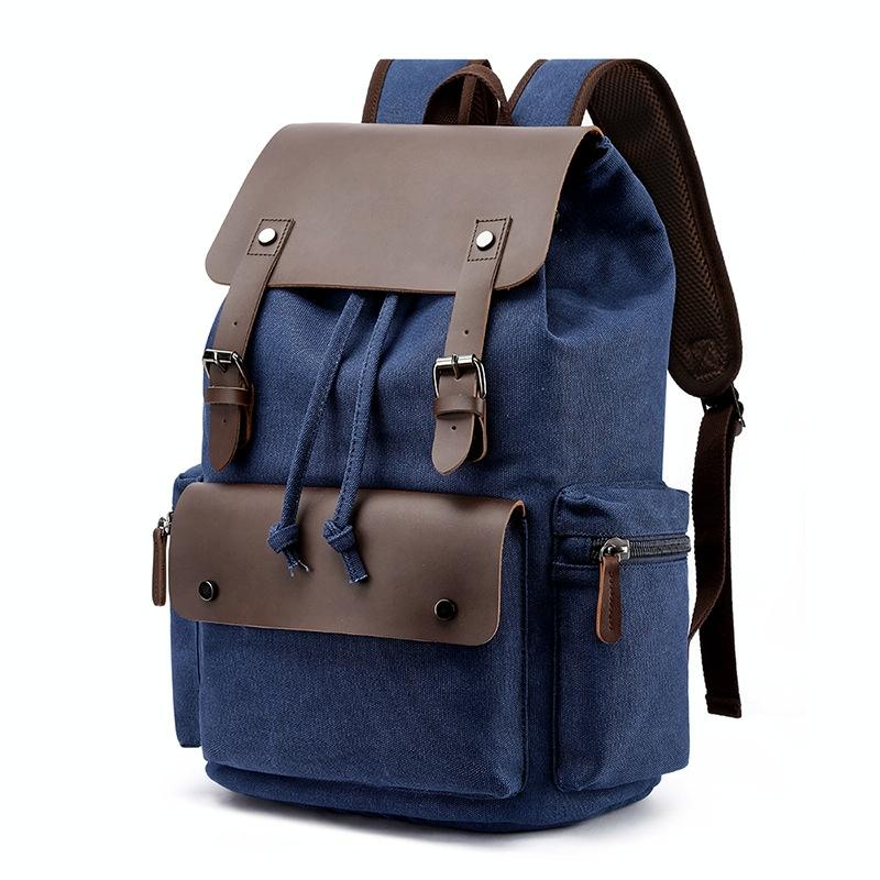 Student Canvas Backpack - Compact And Stylish - Navy