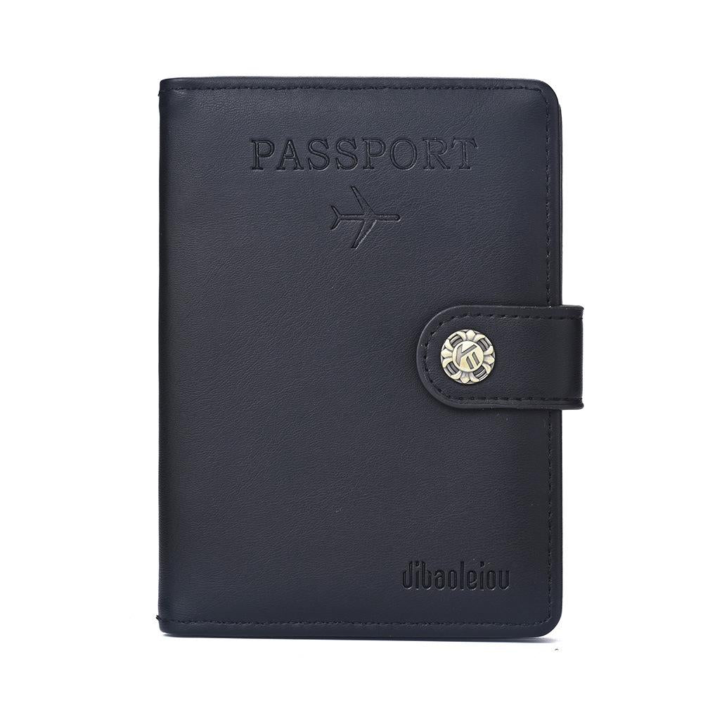 Multi Functional Passport Case With Buckle Dibaoleiou Pu Leather - Black