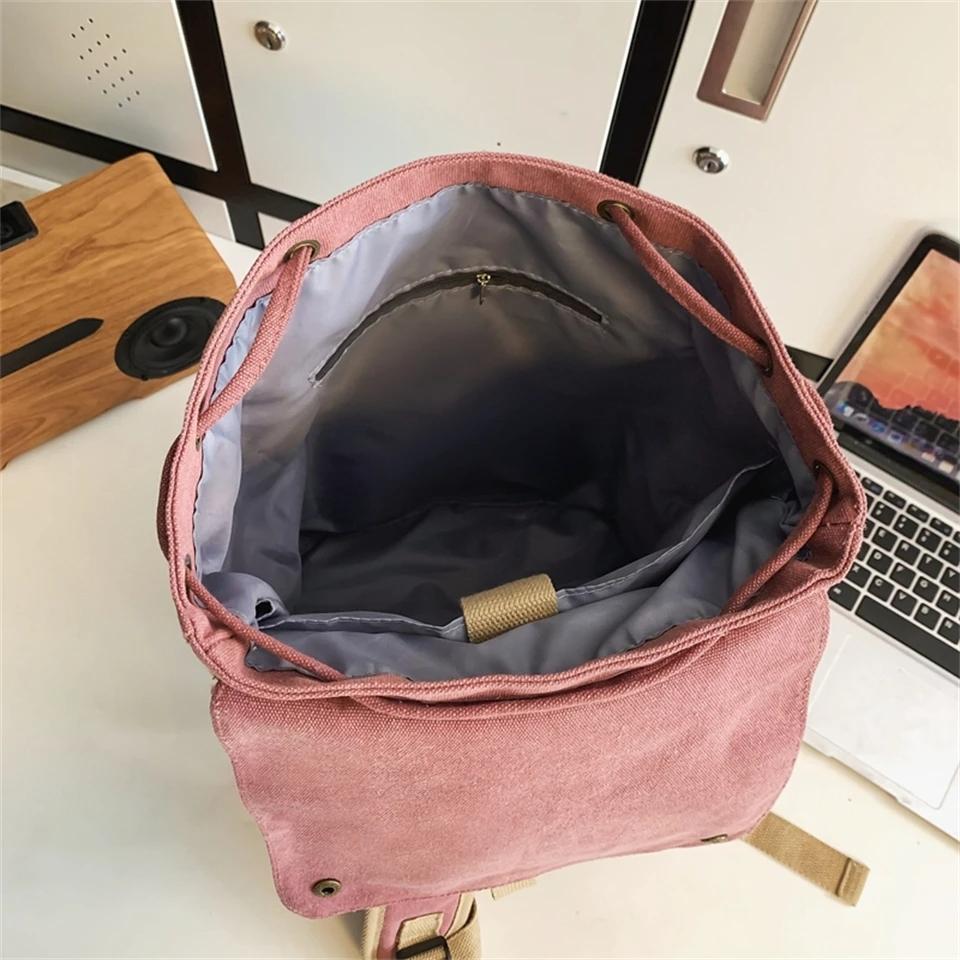 Large Capacity Canvas Backpack For Teens - Pink