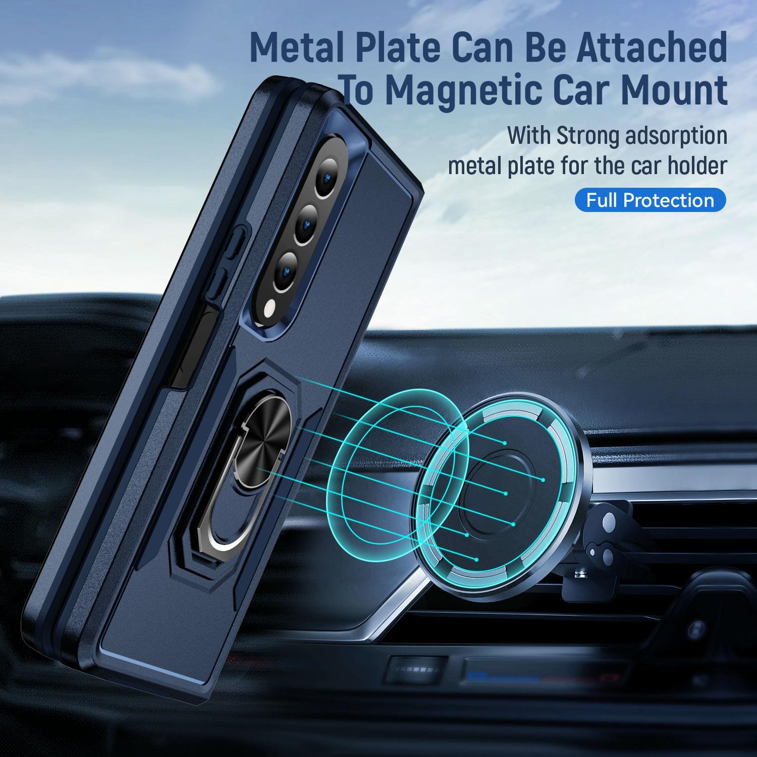 For Samsung Galaxy Z Fold4 5G Shockproof Case With Holder - Pc Tpu - Black