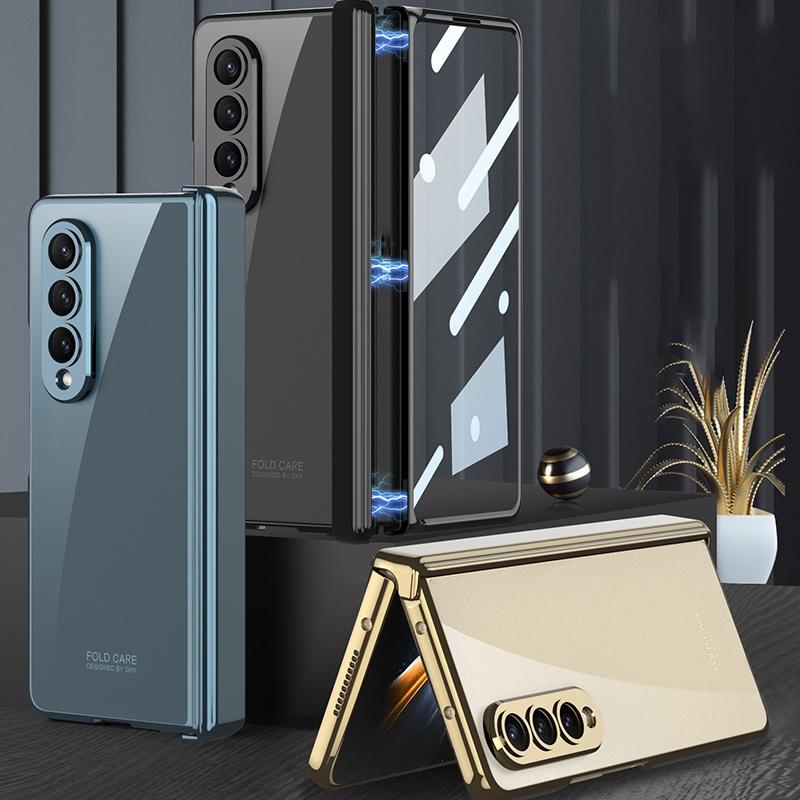 For Samsung Galaxy Z Fold4 5G Magnetic Hinged Folding Case - Wine Red