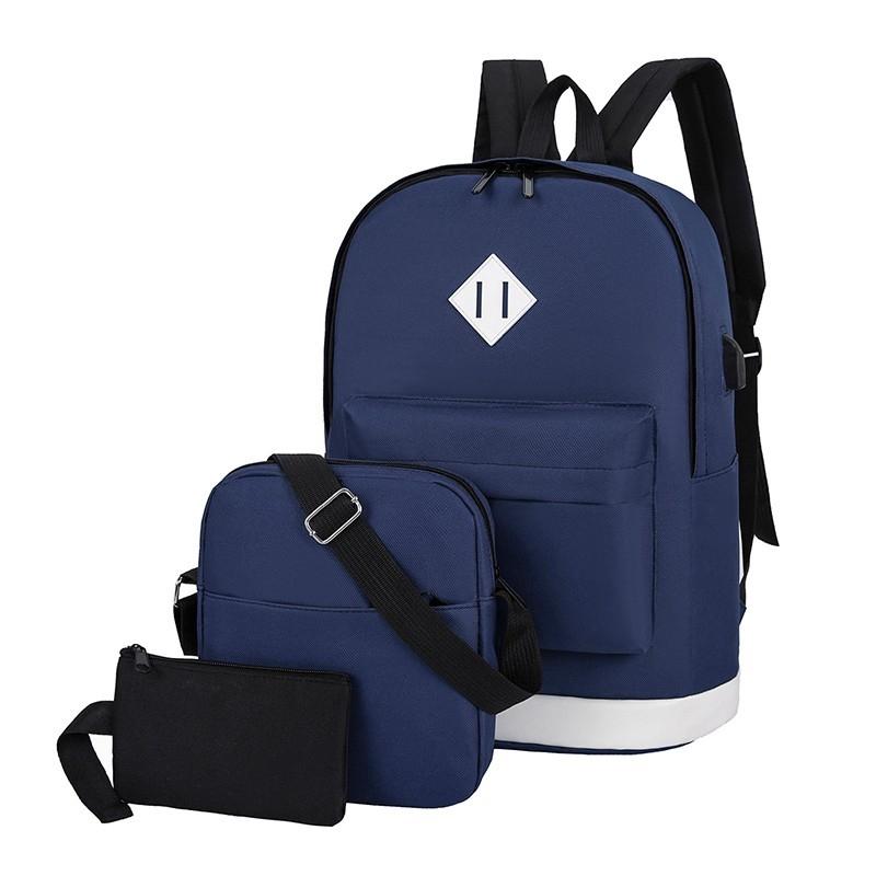Versatile Student Backpack with Usb Port - College Style - Blue