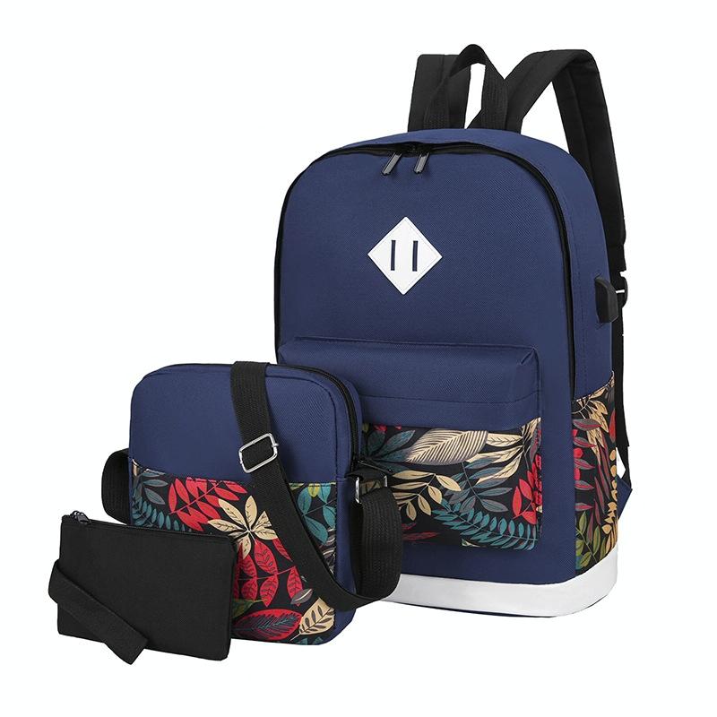 Versatile Student Backpack with Usb Port - College Style - Blue