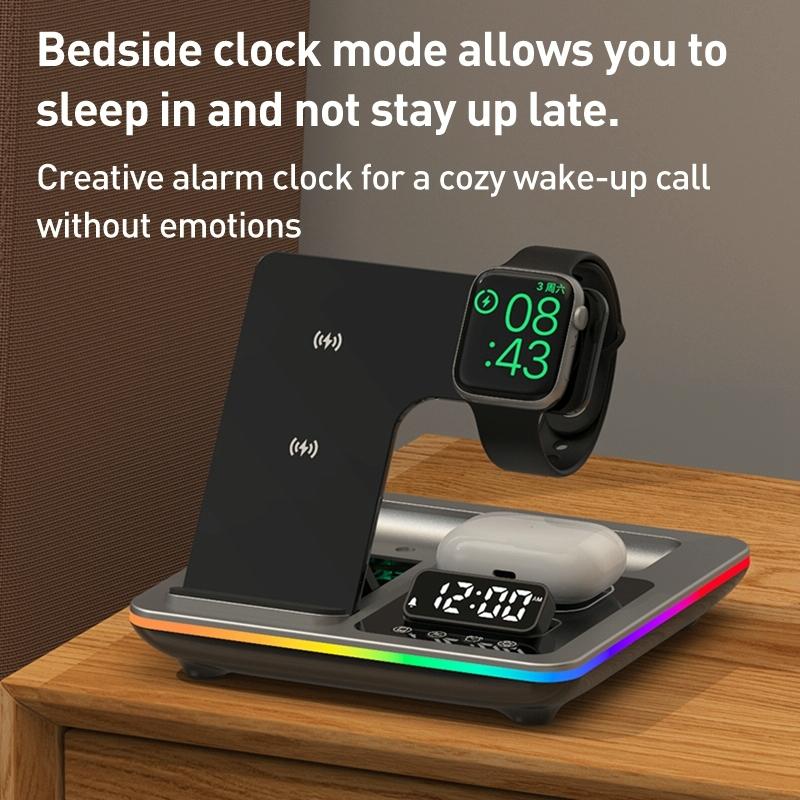 15W 5 In 1 Foldable Wireless Charger Stand - Silver