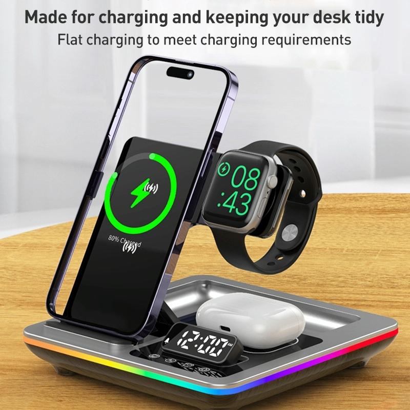 15W 5 In 1 Foldable Wireless Charger Stand - Silver