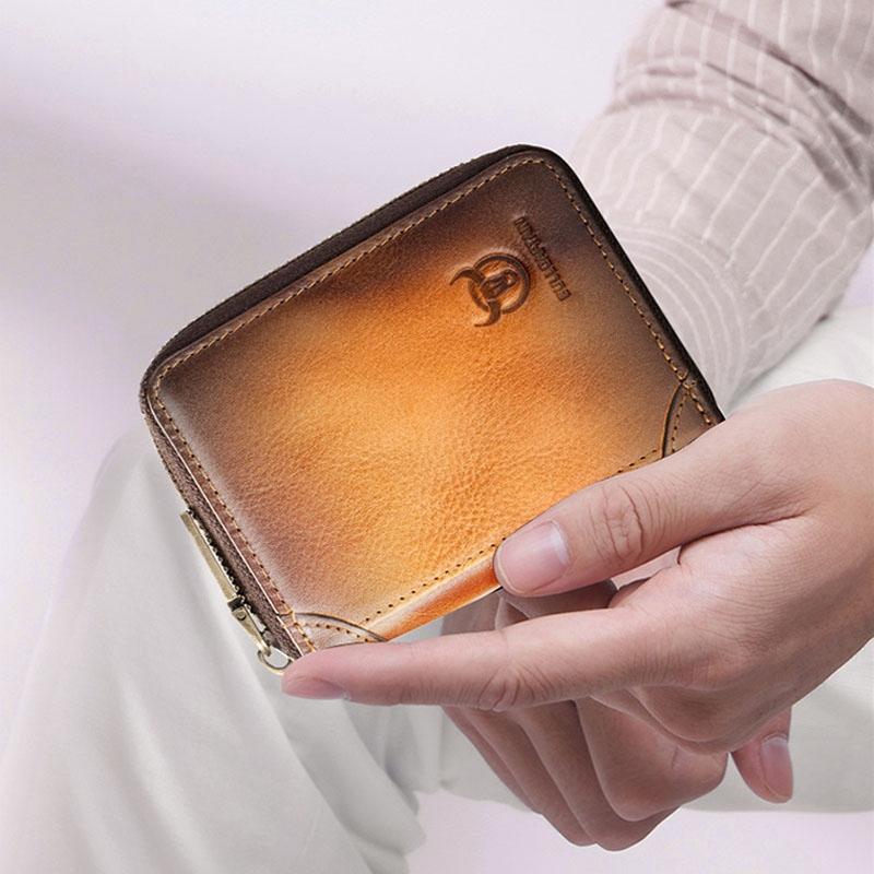 Rfid Anti Theft Cowhide Card Holder Wallet Coffee
