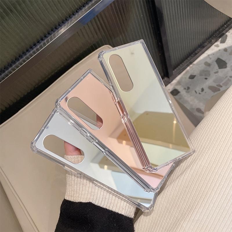 For Samsung Galaxy Z Fold4 5G Reflective Noodle Case - Reflective Finish - Rose Gold