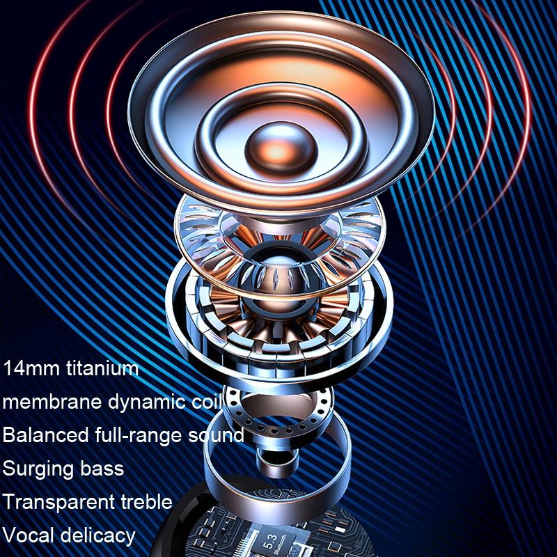 Wireless Bluetooth Earphone with Charging Case - Clip-on - Black Red