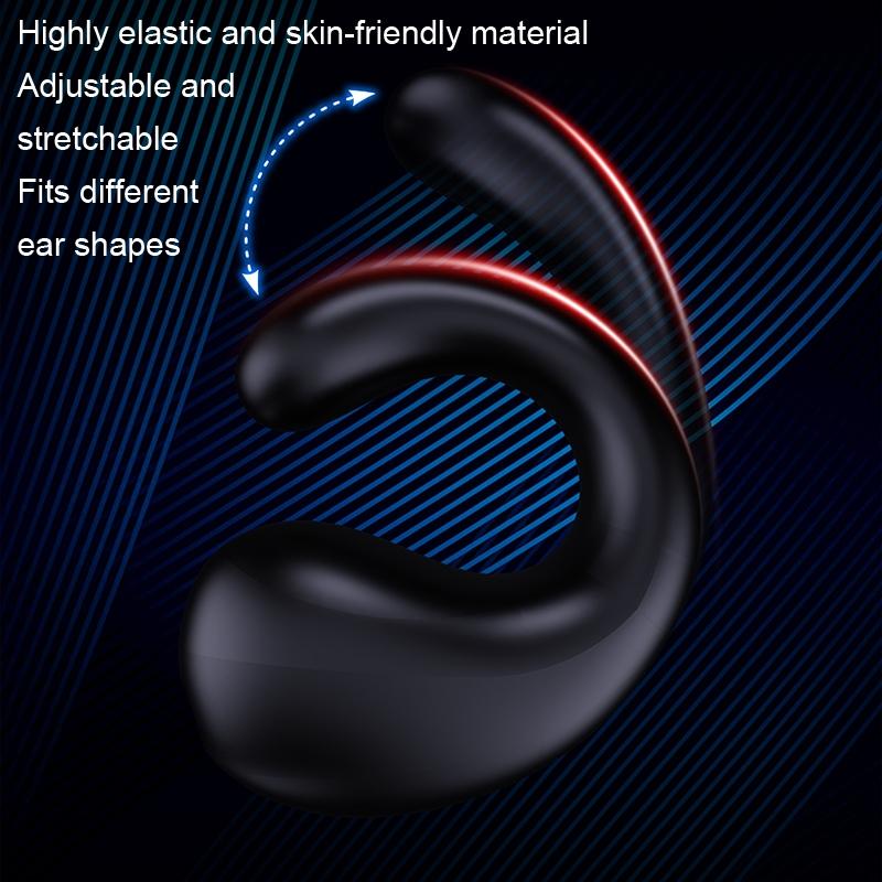 Wireless Bluetooth Earphone with Charging Case - Clip-on - Black Red