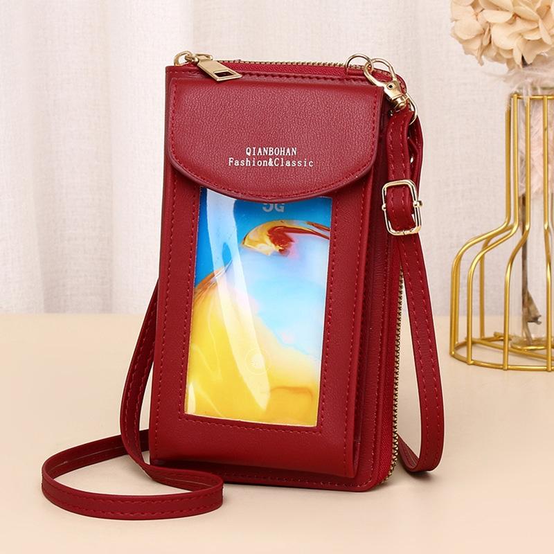 Women Touch Screen Shoulder Bag For Mobile Phones - Deep Pink