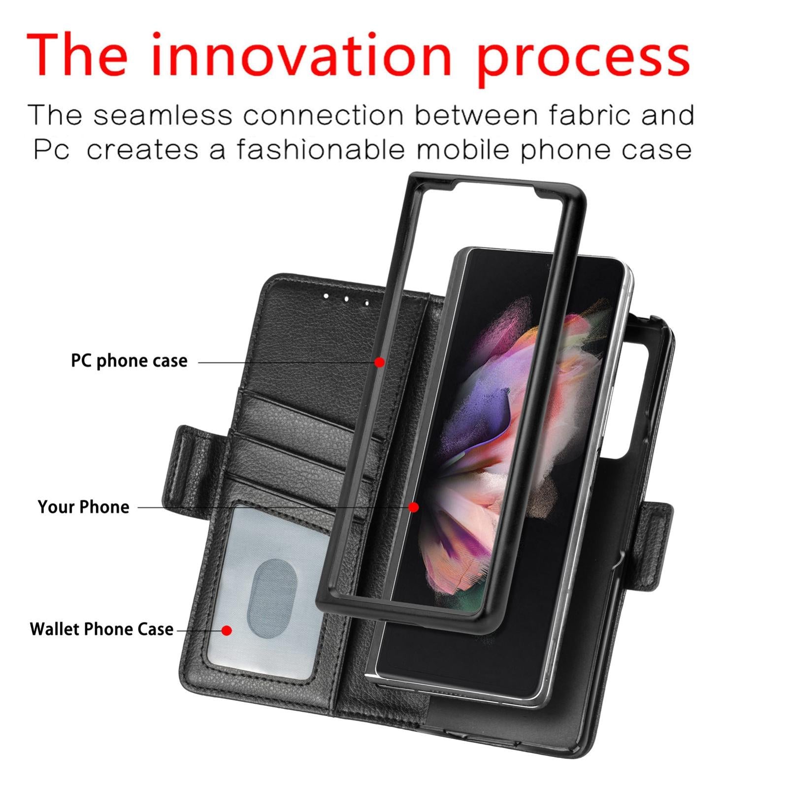 For Samsung Galaxy Z Fold4 5G Litchi Pattern Case With Pen And Card Slots - 4 - Rose Gold