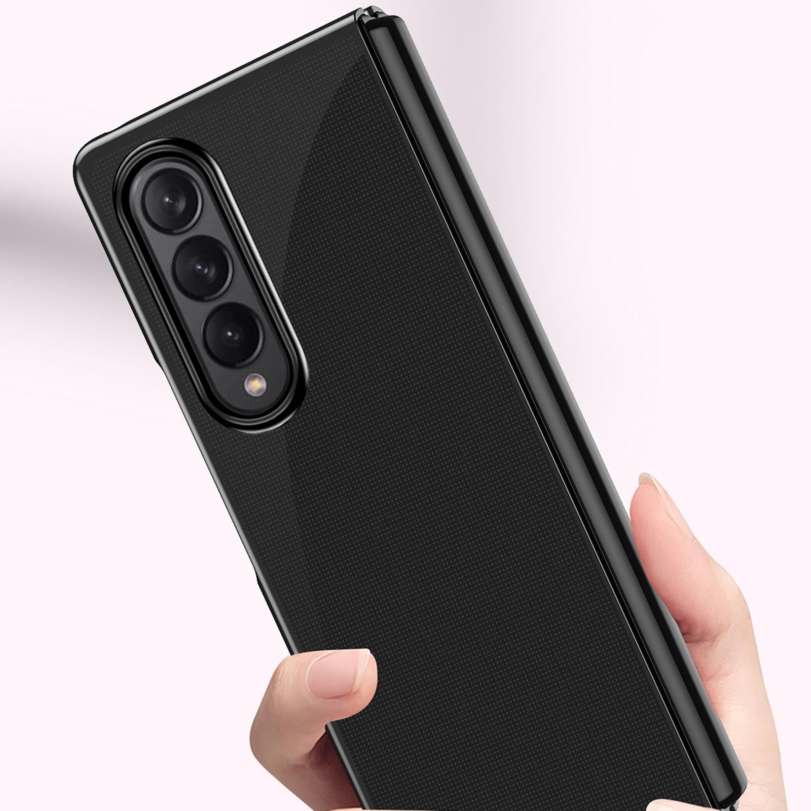 For Samsung Galaxy Z Fold4 5G Shockproof Clear Phone Case - Black