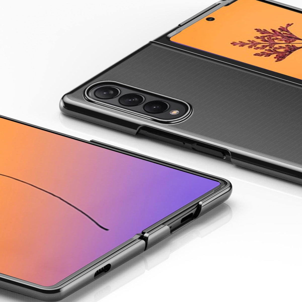 For Samsung Galaxy Z Fold4 5G Shockproof Clear Phone Case - Black