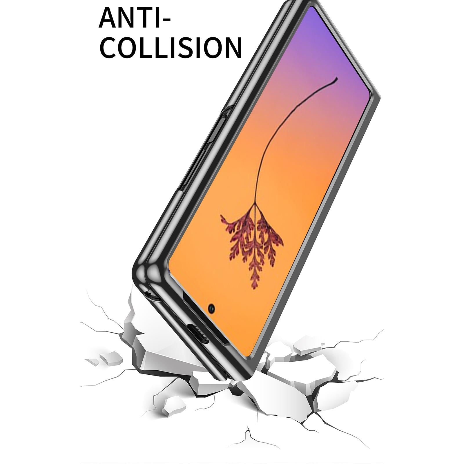 For Samsung Galaxy Z Fold4 5G Shockproof Clear Phone Case - Black