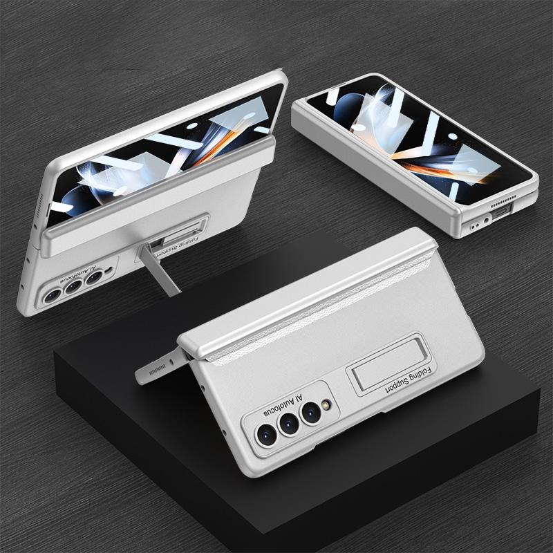 For Samsung Galaxy Z Fold4 5G Foldable Magnetic Hinge Case - Compact Design - Silver
