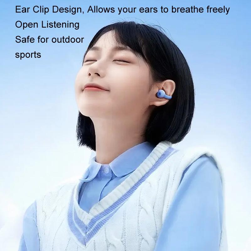 Wireless Bluetooth Earphone - Transparent Ear Clip - Ows Sports - Blue