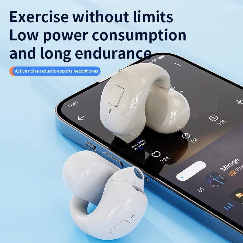 Wireless Clip-on Bluetooth Earphone for Sports and Gaming - Light Skin