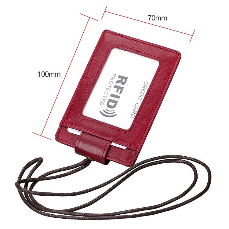 Leather Rfid Card Holder Lanyard - Compact & Secure - Coffee