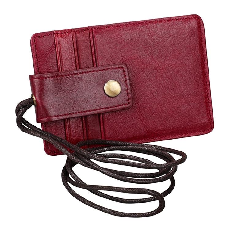 Leather Rfid Card Holder Lanyard - Compact & Secure - Coffee