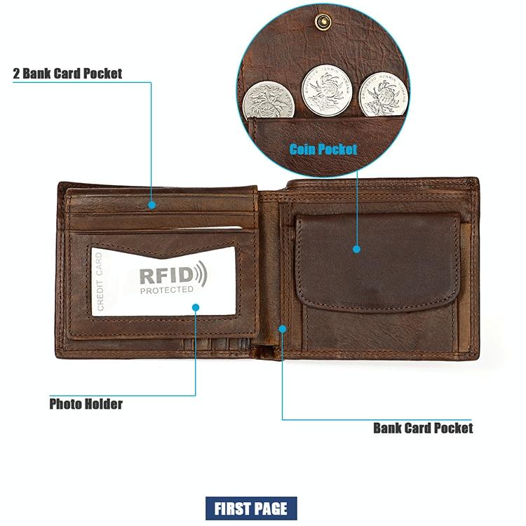 Leather Rfid Wallet with Card Slots for Men - 8020 Coffee