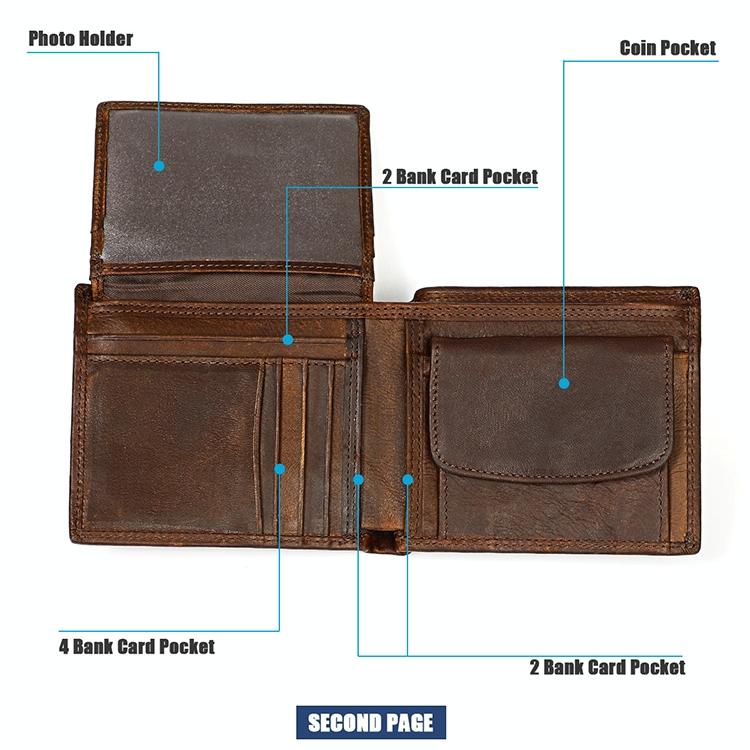 Leather Rfid Wallet with Card Slots for Men - 8020 Coffee