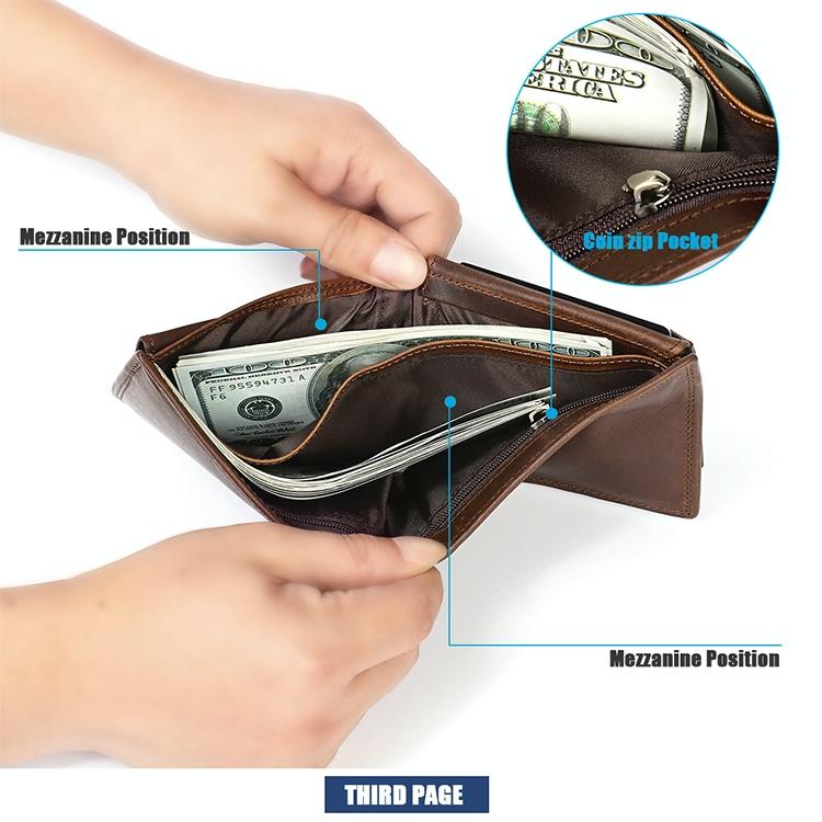 Leather Rfid Wallet with Card Slots for Men - 8020 Coffee