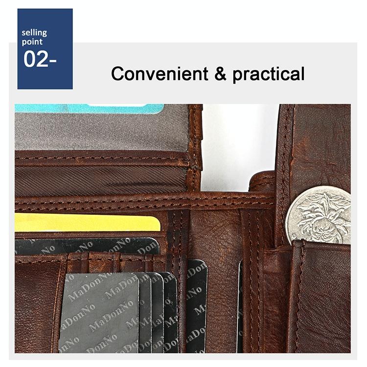 Leather Rfid Wallet with Card Slots for Men - 8020 Coffee
