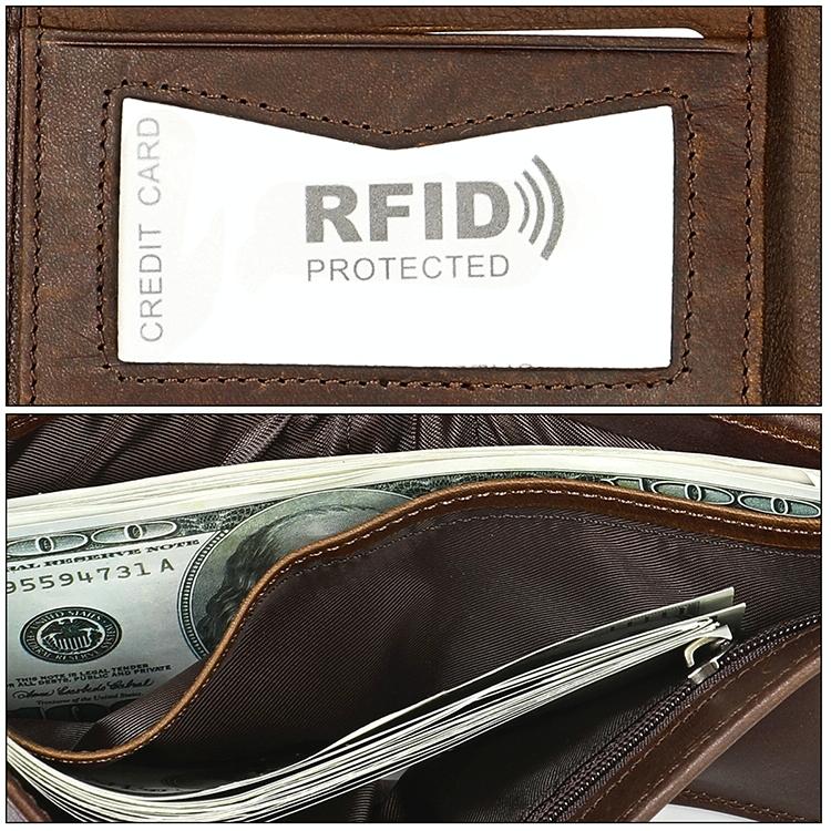 Leather Rfid Wallet with Card Slots for Men - 8020 Coffee
