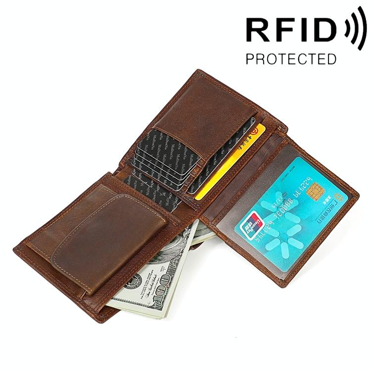 Leather Rfid Wallet with Card Slots for Men - 8020 Coffee