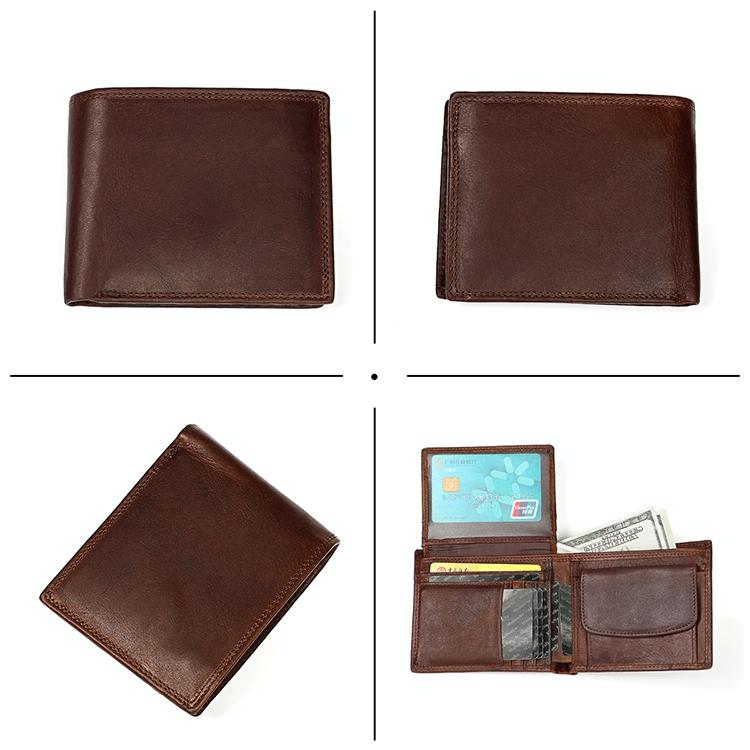 Leather Rfid Wallet with Card Slots for Men - 8020 Coffee