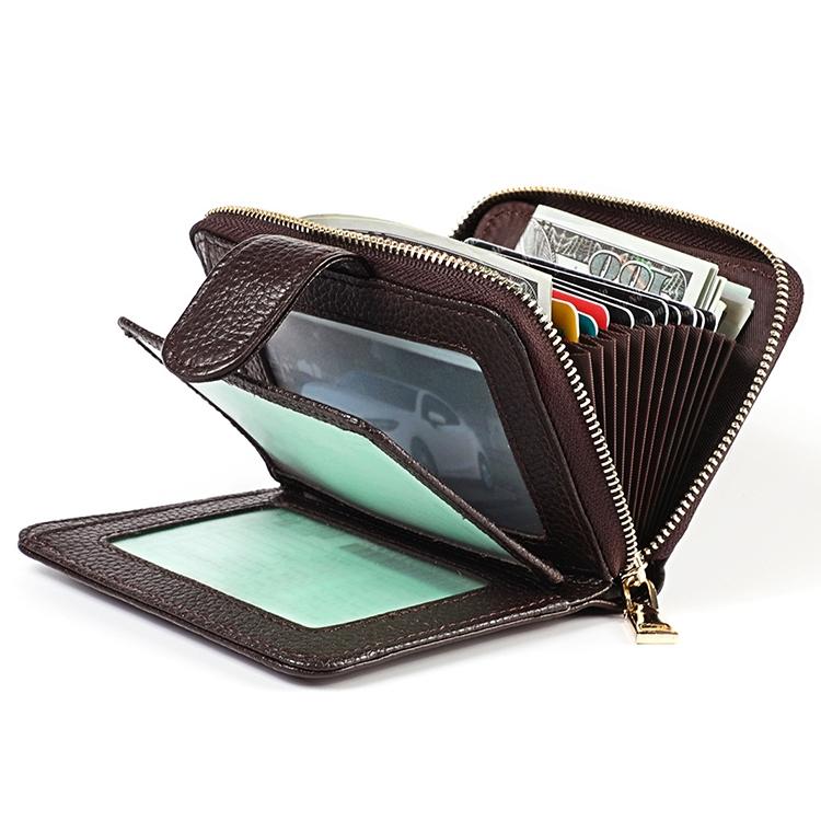 Men Anti-magnetic Leather Rfid Wallet - Black - Coffee