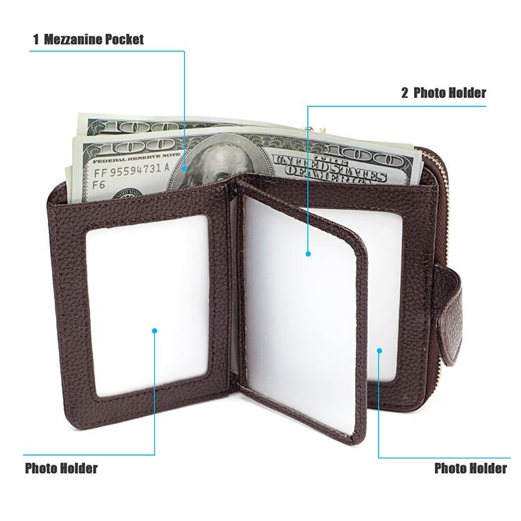 Men Anti-magnetic Leather Rfid Wallet - Black - Coffee