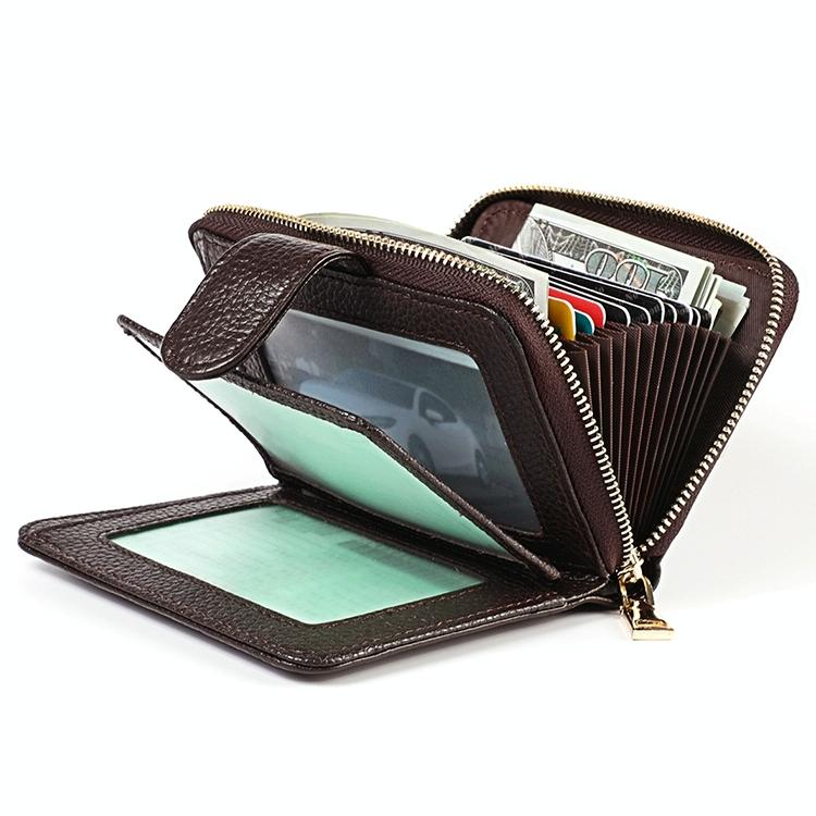 Men Anti-magnetic Leather Rfid Wallet - Black - Coffee