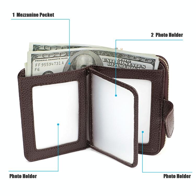 Men Anti-magnetic Leather Rfid Wallet - Black - Coffee