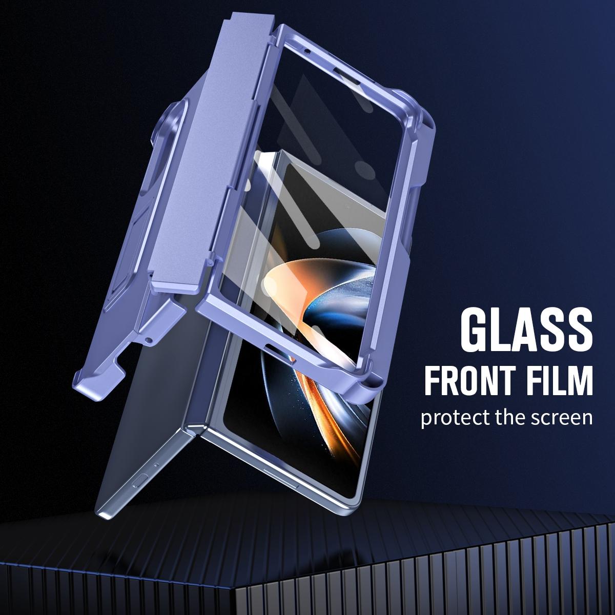 For Samsung Galaxy Z Fold4 5G Shockproof Diamond Case With Hinge And Pen - Black