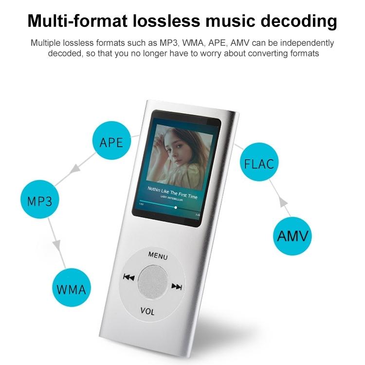 1.8 Inch Metal Mp4 Player + 16G Tf Card + Earphone + Cable - Rose Red - With 16G Tf Card+Earphone+Cable