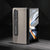 For Samsung Galaxy Z Fold4 5G Leather Phone Case With Holder - Wave Design - Grey