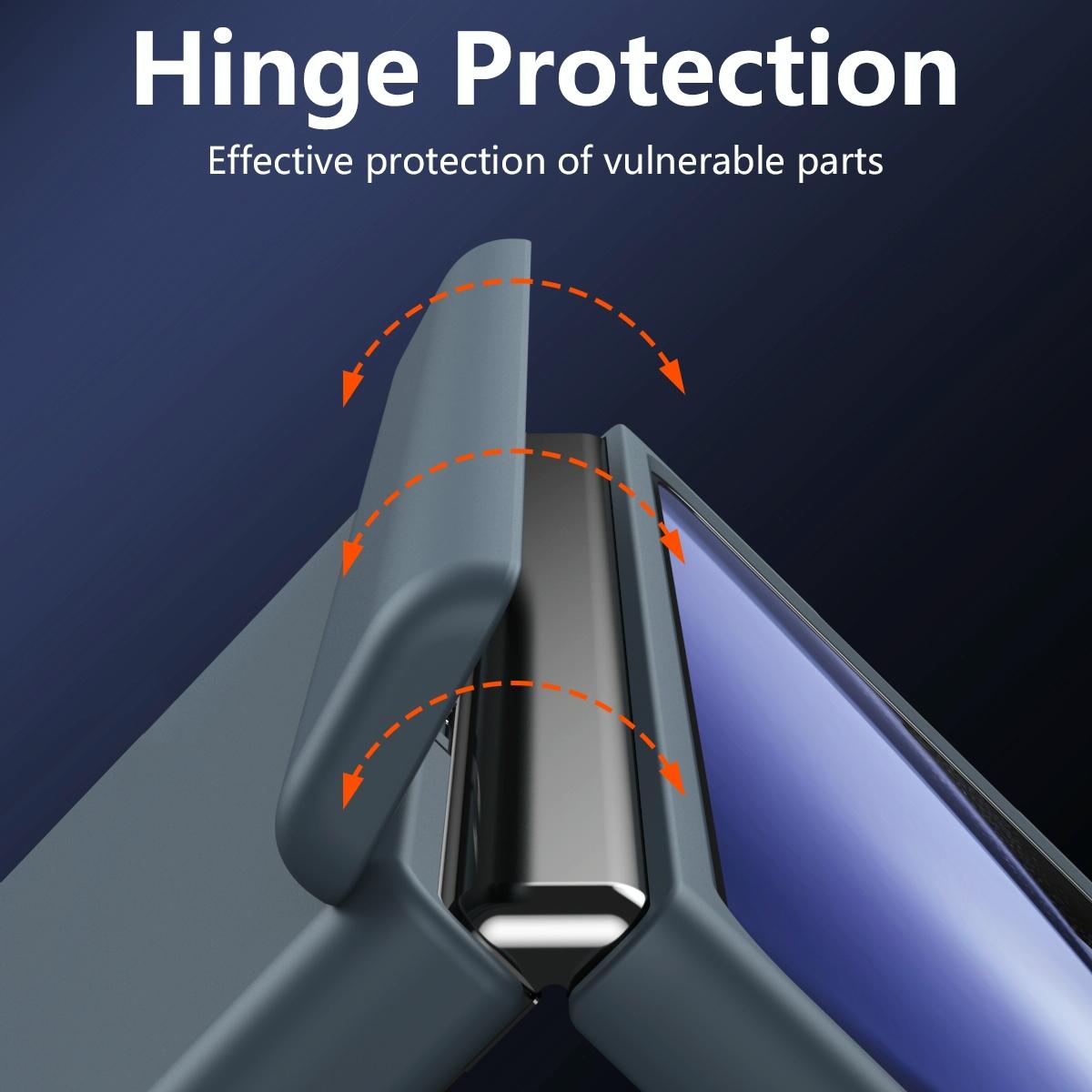 For Samsung Galaxy Z Fold4 5G Shockproof Case With Holder - All-Inclusive - Grey