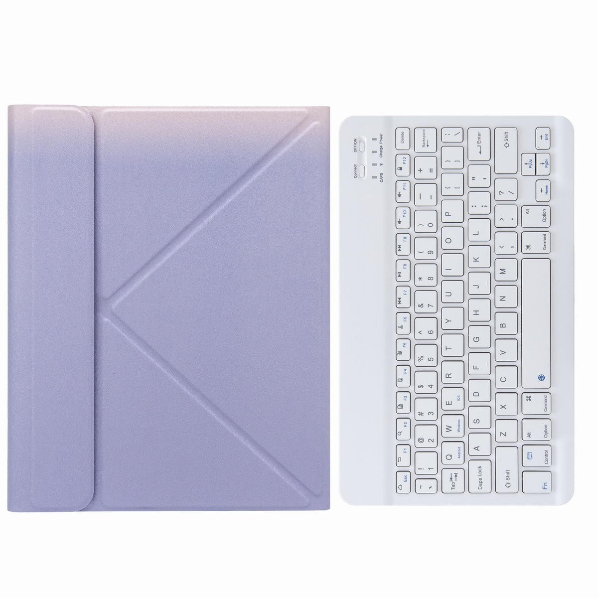 Leather Case With Bluetooth Keyboard For Ipad 9.7 2018 &amp; 2017 - Three-Fold Holder - Purple