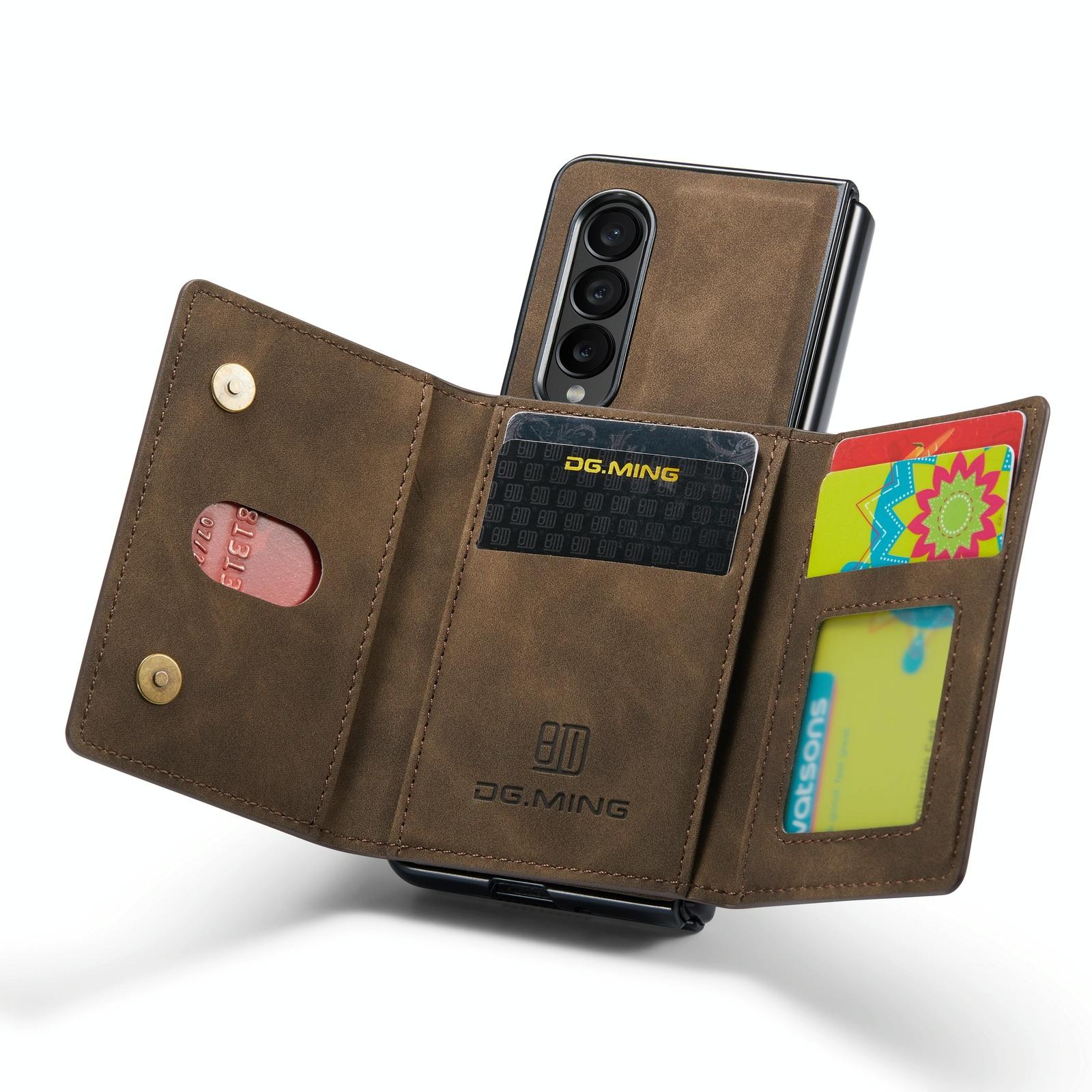 For Samsung Galaxy Z Fold4 5G Multi-Card Phone Case - Fits Dg.Ming M2 Series - Coffee